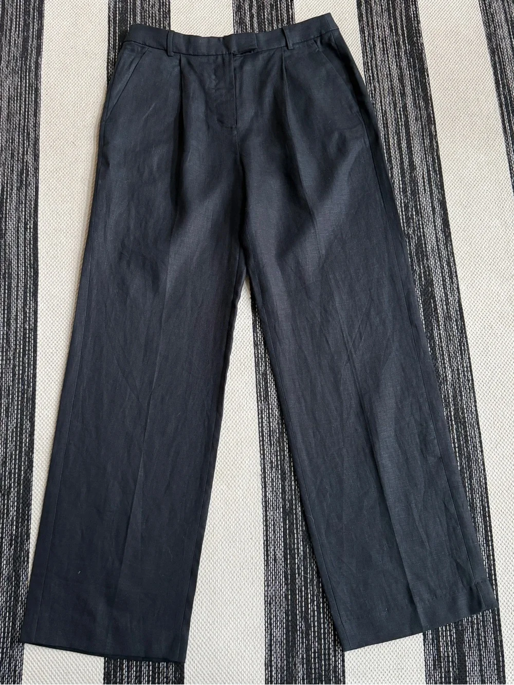 Banana Republic Women's Linen Black Wide-Leg Dress Trousers Size 10L